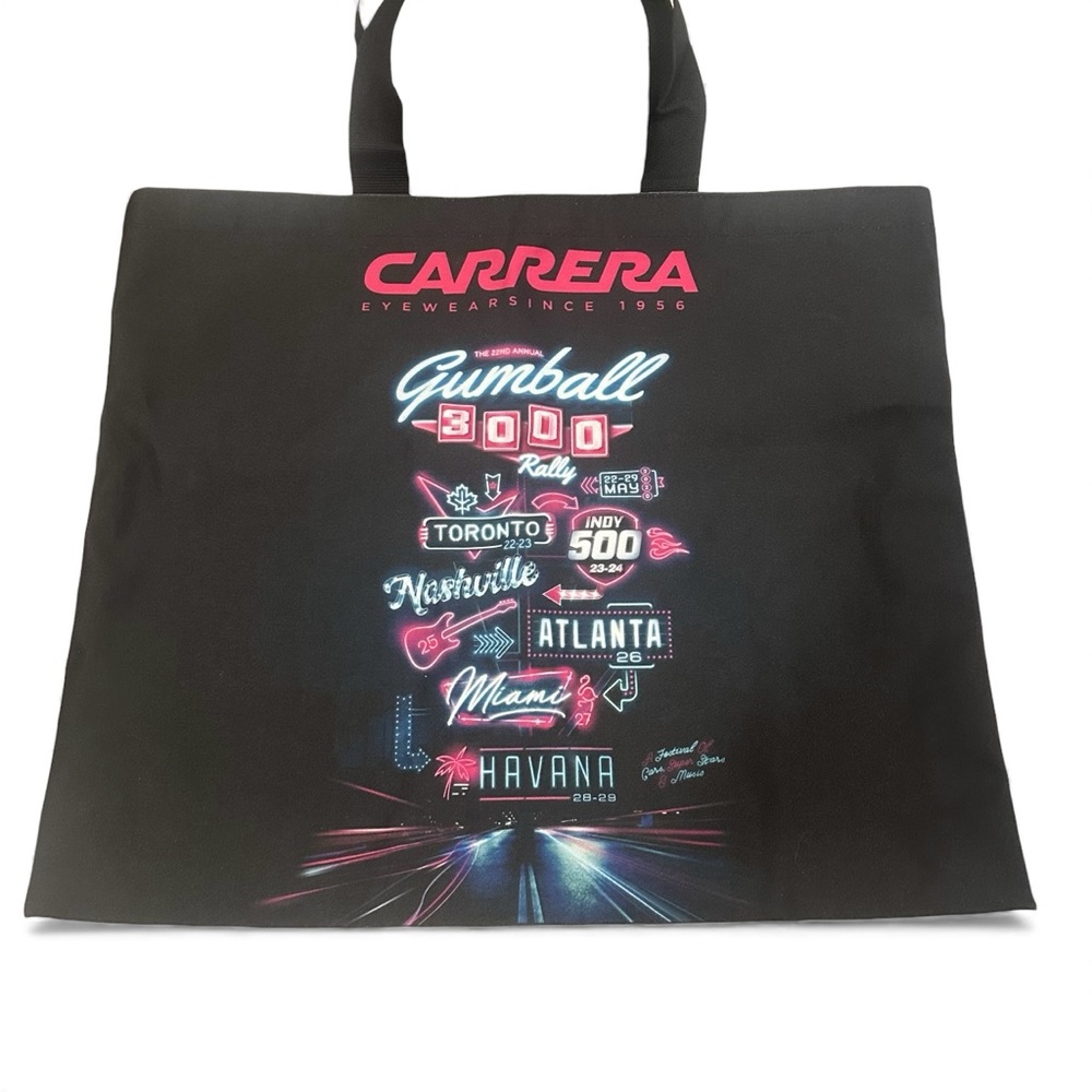 Carrera Black and Pink Graphic Tote